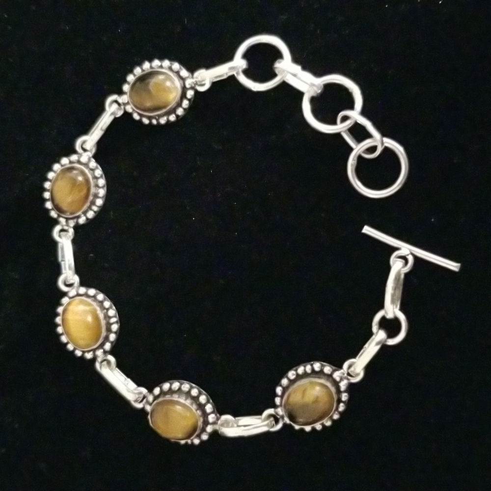 5 Stone Tigers Eye Toggle Bracelet- 2 available